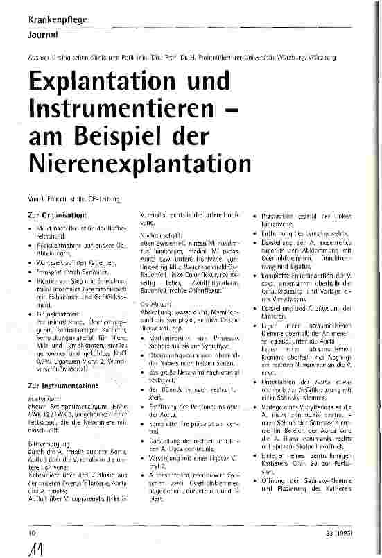 Vorschauseite 1: Explantation und Instrumentieren - am Beispiel der Nierenexplantation