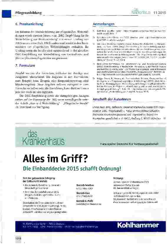 Vorschauseite 4: DKG-Empfehlung zur pflegerischen Weiterbildung