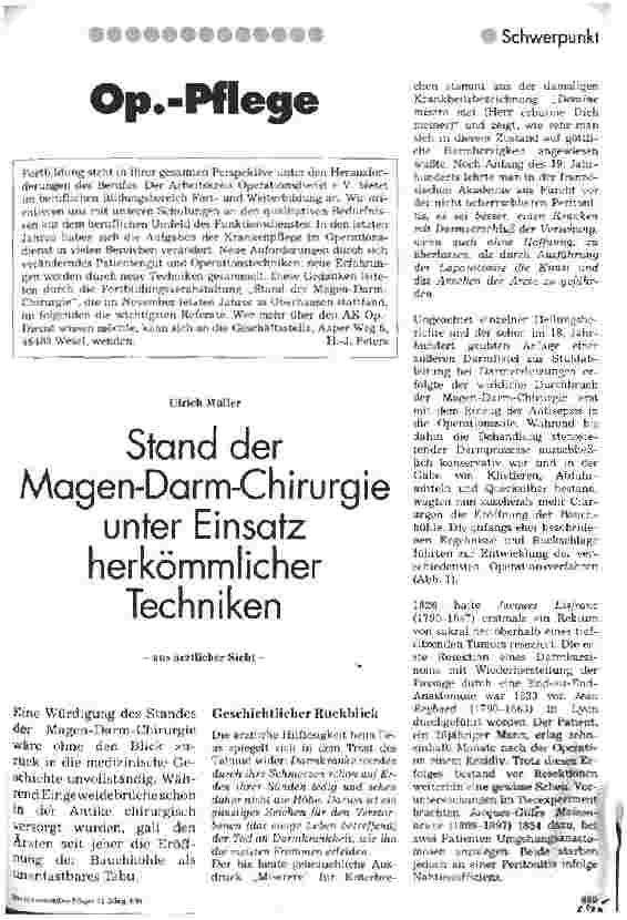 Vorschauseite 1: Stand der Magen-Darm-Chirurgie unter Einsatz gerkömmlicher Techniken aus ärztlicher Sicht