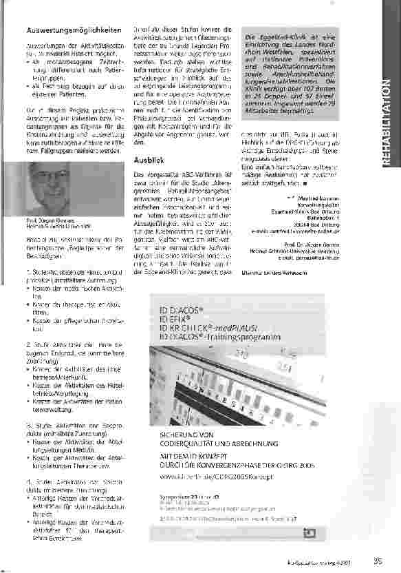 Vorschauseite 4: ABC in der RehabilitationDie Eggeland-Klinik Bad Driburg führte eine Prozesskostenrechnung ein