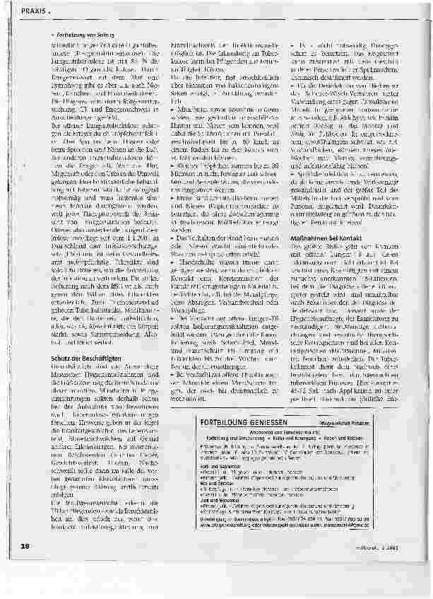 Vorschauseite 2: Tuberkulose - Ein Risiko für Pflegekräfte