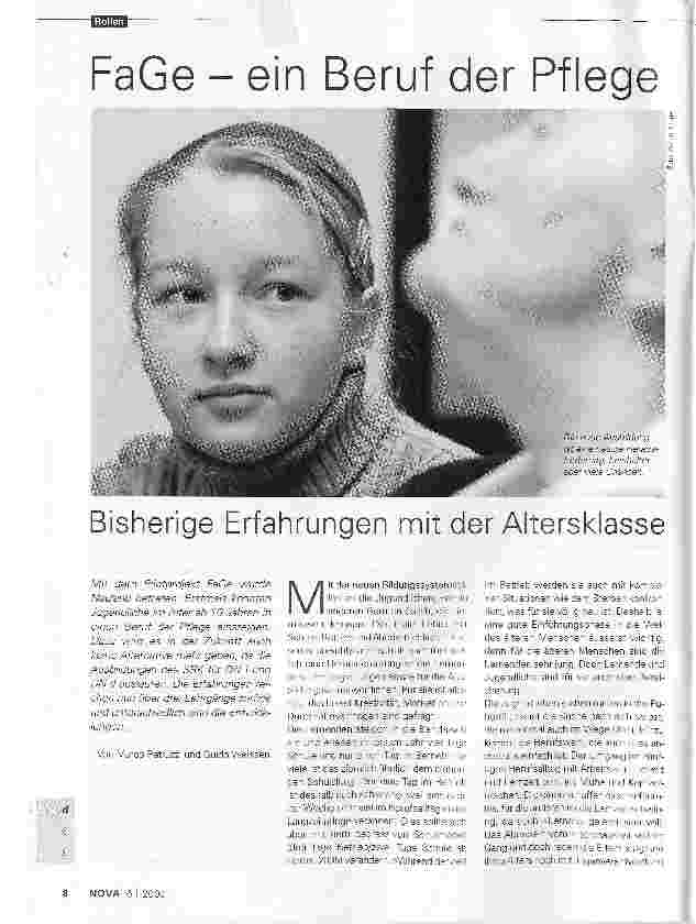 Vorschauseite 1: FaGe - ein Beruf der PflegeBisherige Erfahrungen mit der Altersklasse