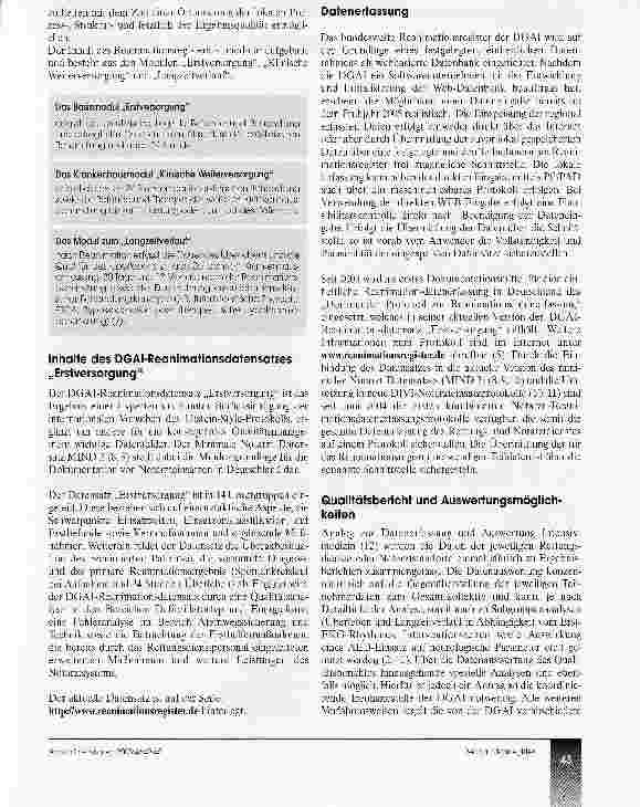 Vorschauseite 2: Das DGAI-Reanimationsregister: Strukturierte Reanimationsdatenerfassung - Datensatz Erstversorgung