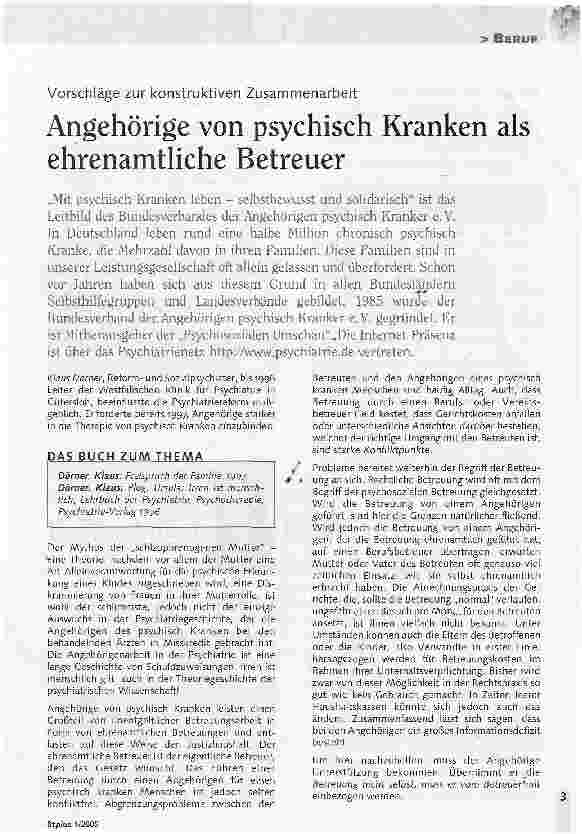 Vorschauseite 1: Angehörige von psychisch Kranken als ehrenamtliche Betreuer
