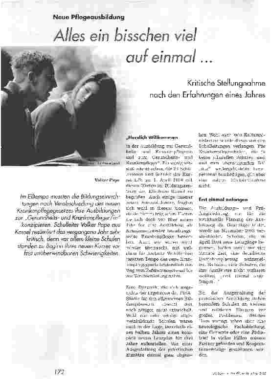 Vorschauseite 1: Alles ein bisschen viel auf einmal. .. Neue Pflegeausbildung