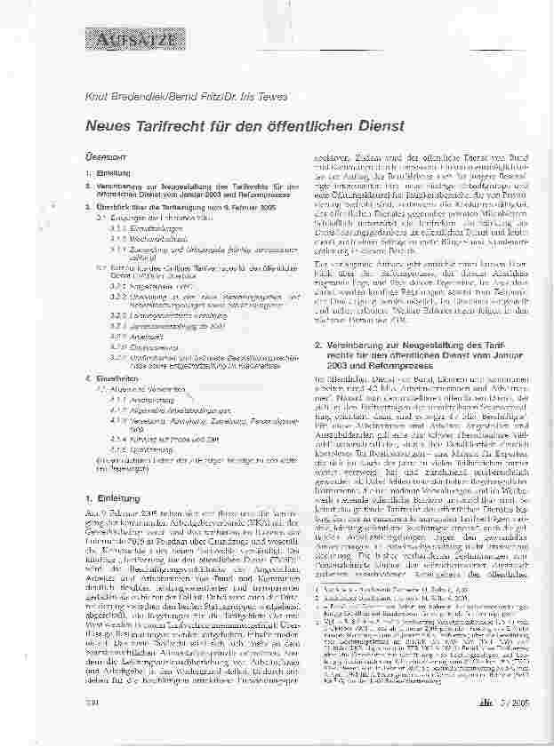 Vorschauseite 1: Neues Tarifrecht für den öffentlichen Dienst