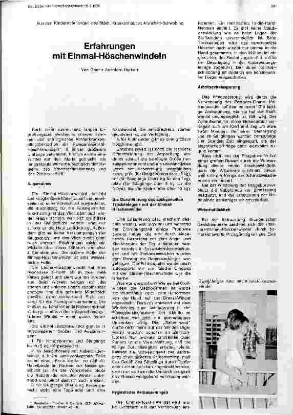 Vorschauseite 1: Erfahrungen mit Einmal-Höschenwindeln