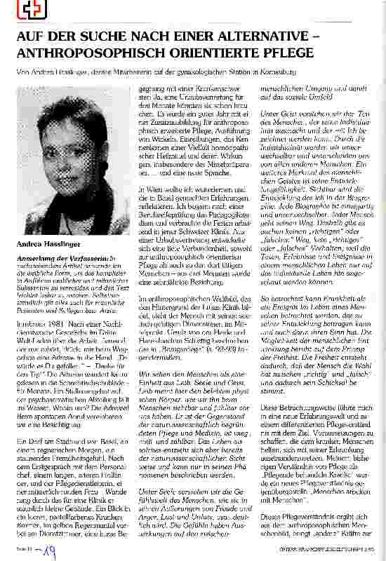 Vorschauseite 1: Auf der Suche nach einer Alternative- Anthroposophisch orientierte Pflege
