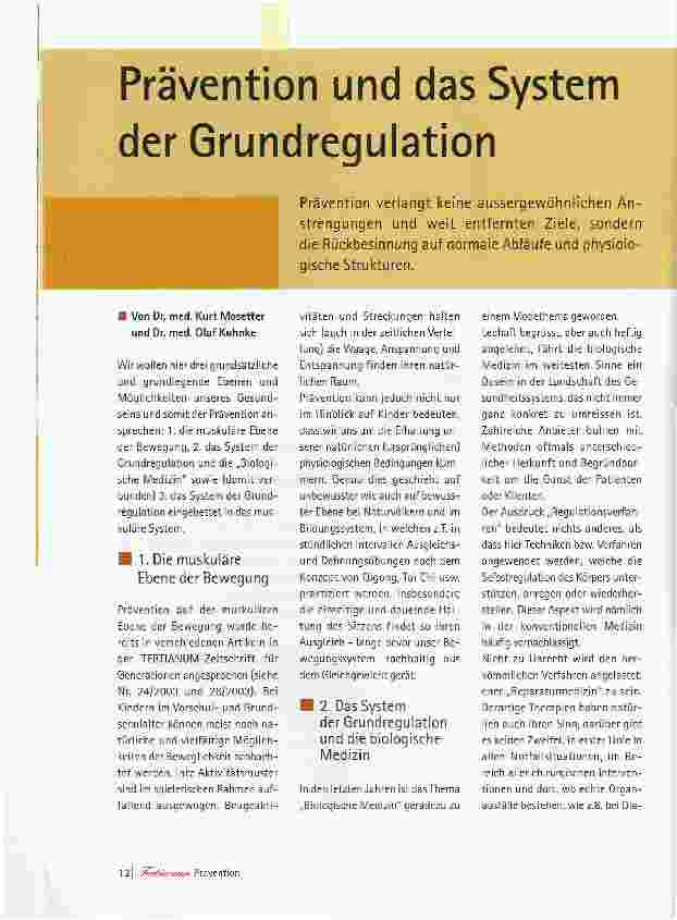 Vorschauseite 1: Prävention und das System der Grundregulation