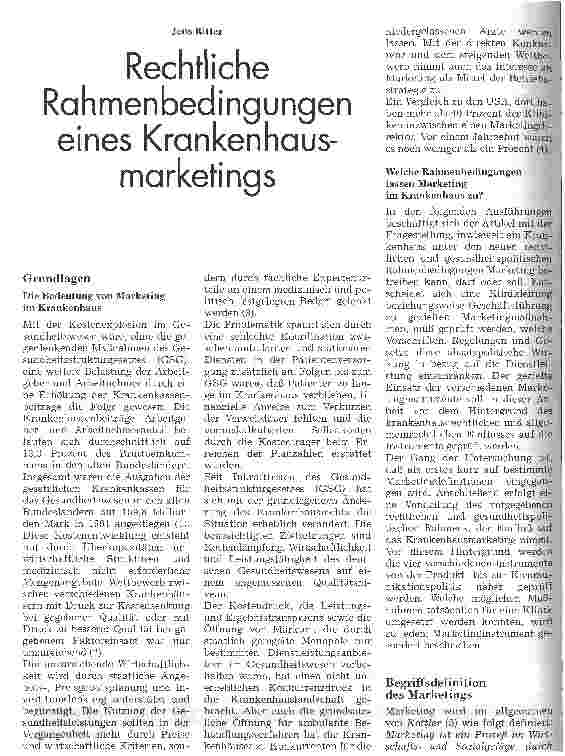 Vorschauseite 1: Rechtliche Rahmenbedingungen eines Krankenhausmarketings