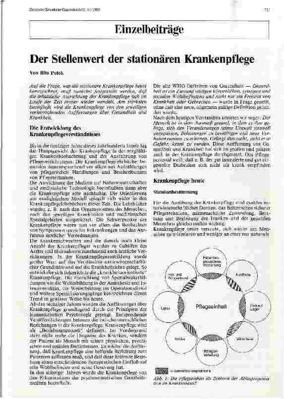 Vorschauseite 1: Der Stellenwert der stationären Krankenpflege