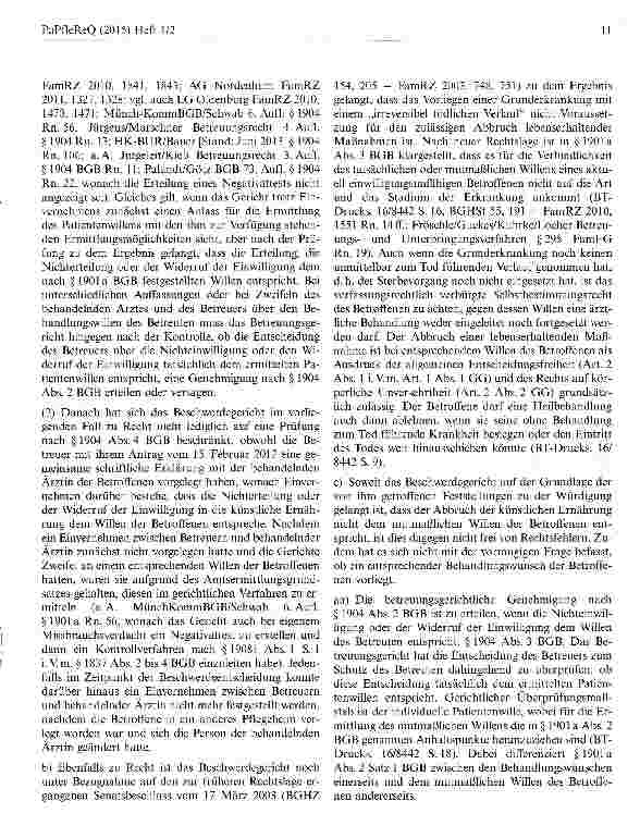 Vorschauseite 5: Zum Abbruch lebenserhaltender Maßnahmen: Verschärfung der Beweisanforderungen an Sterbewunsch bei Komapatienten unzulässig