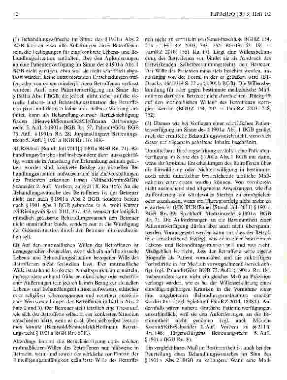 Vorschauseite 6: Zum Abbruch lebenserhaltender Maßnahmen: Verschärfung der Beweisanforderungen an Sterbewunsch bei Komapatienten unzulässig