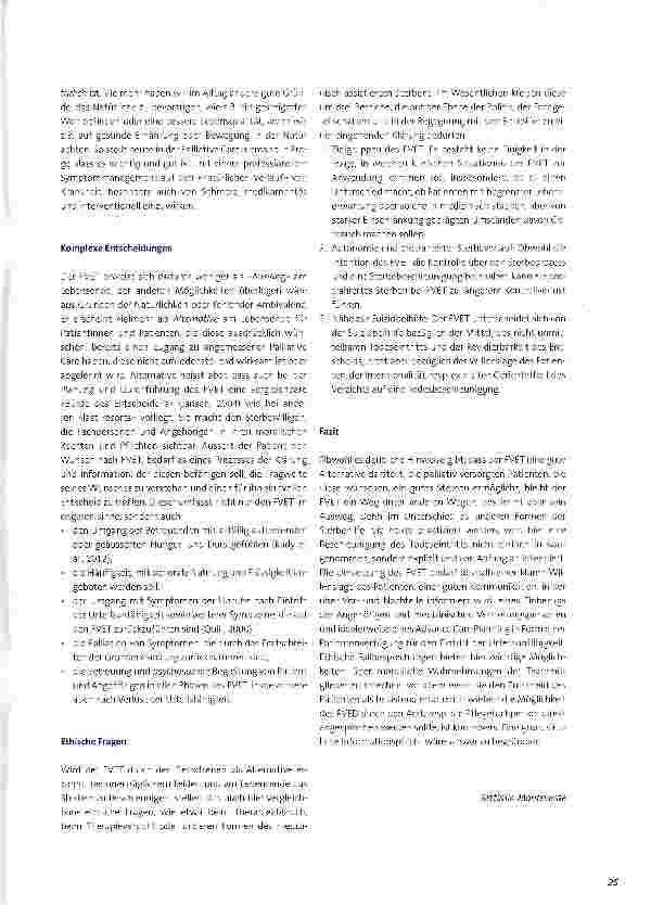 Vorschauseite 2: Alternative, nicht Ausweg - Palliative Care und der freiwillige Verzicht auf Essen und Trinken: Gedanken aus ethischer Sicht