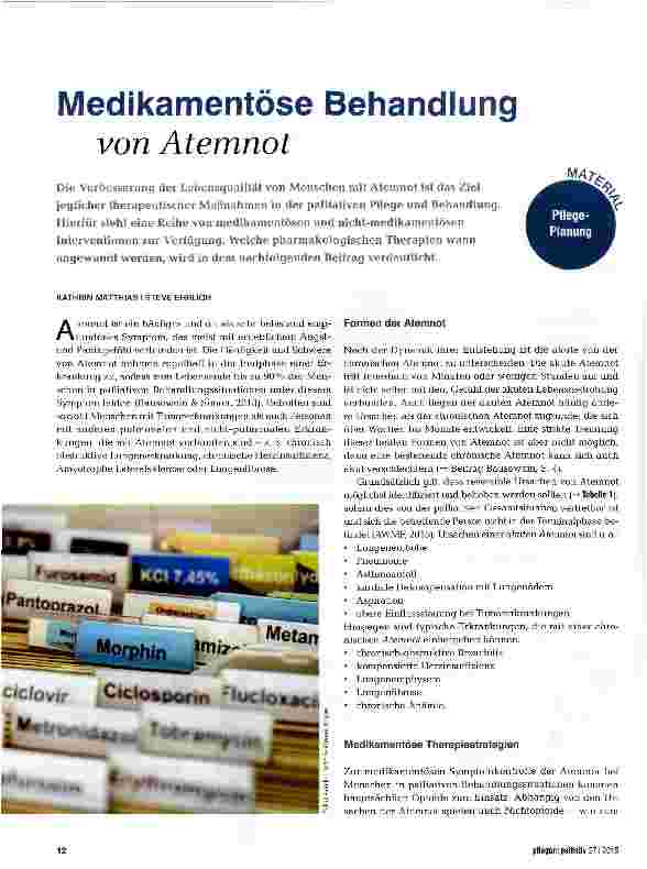 Vorschauseite 1: Medikamentöse Behandlung von Atemnot