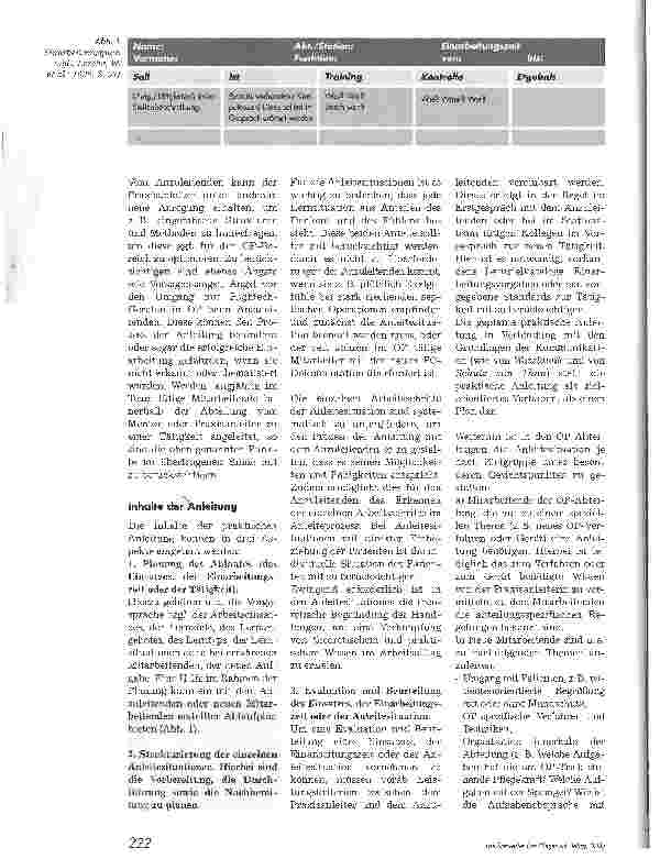 Vorschauseite 3: Praxisanleitung im OP. Einarbeitungsplanung