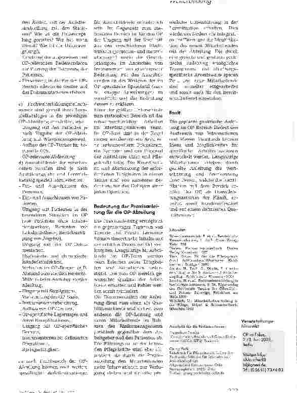 Vorschauseite 4: Praxisanleitung im OP. Einarbeitungsplanung