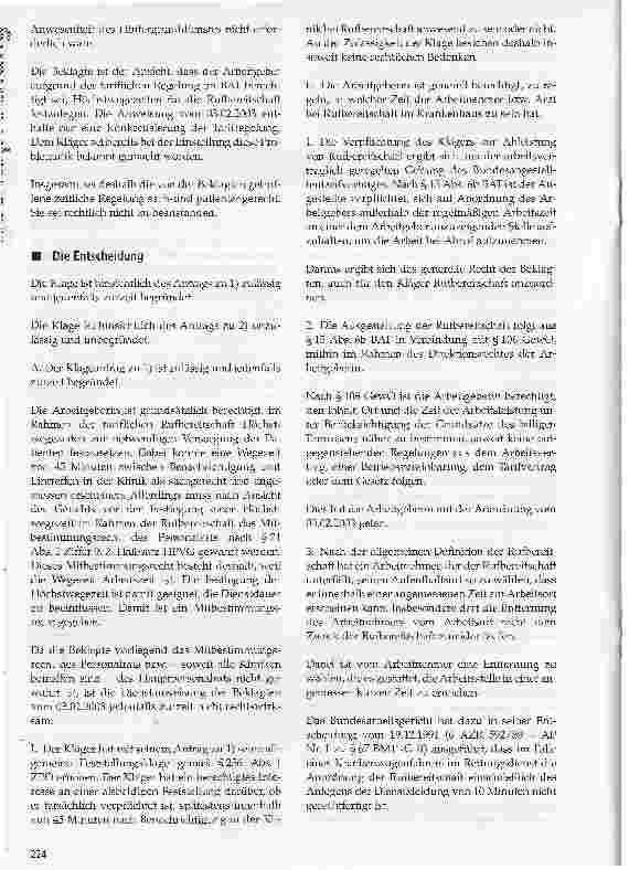 Vorschauseite 3: Rufbereitschaft- Ein Anfahrtsweg von 45 bis 60 Minuten ist angemessen