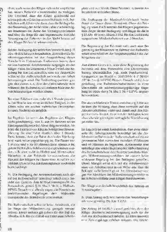 Vorschauseite 5: Rufbereitschaft- Ein Anfahrtsweg von 45 bis 60 Minuten ist angemessen
