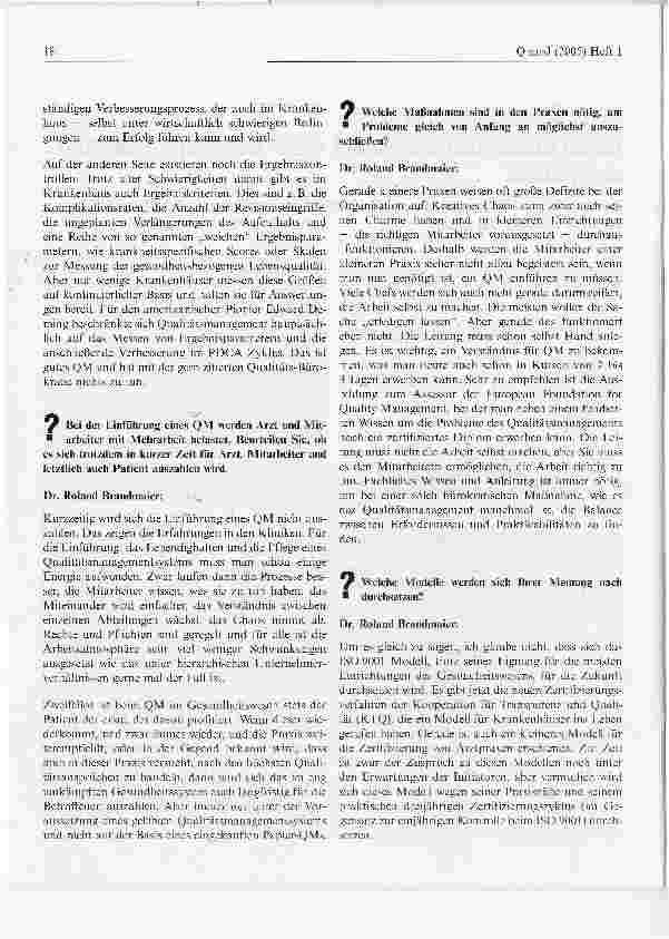Vorschauseite 2: Neue Wege in den Praxen. Durch Qualitätsmanagement mehr Transparenz für Arzt und Patient