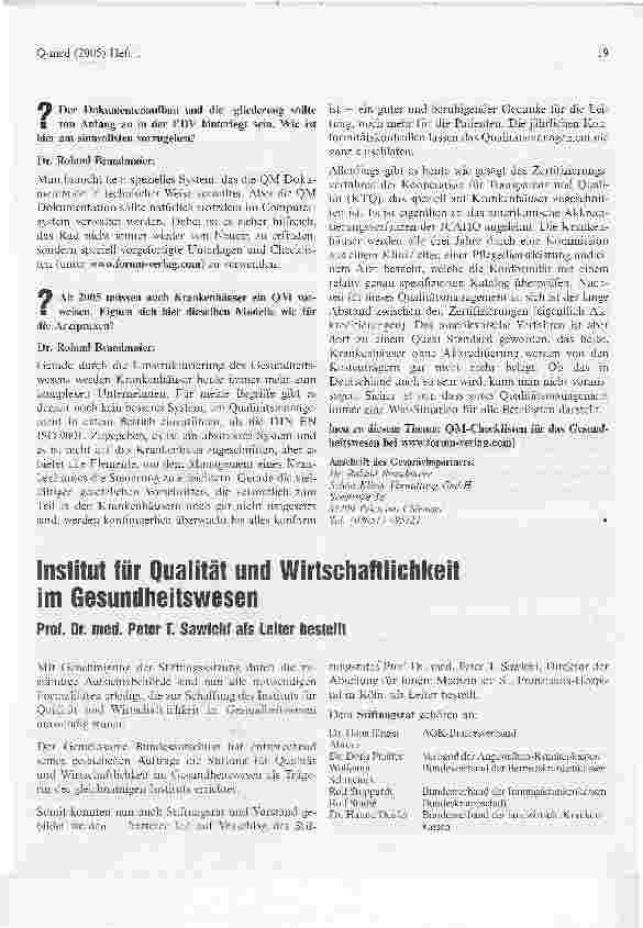 Vorschauseite 3: Neue Wege in den Praxen. Durch Qualitätsmanagement mehr Transparenz für Arzt und Patient