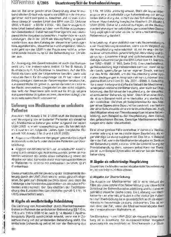 Vorschauseite 2: Umsatzsteuerpflicht der Krankenhausleistungen nach Änderung der Umsatzsteuerrichtlinien
