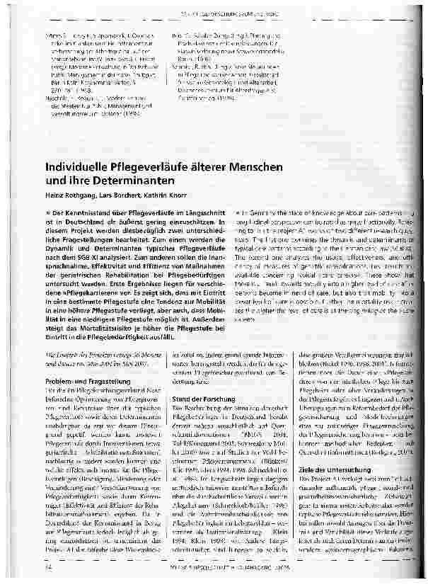 Vorschauseite 1: Individuelle Pflegeverläufe älterer Menschen und ihre Determinanten