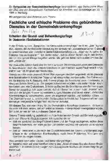 Vorschauseite 1: Fachliche und ethische Probleme des gebündelten Dienstes in der Gemeindekrankenpflege