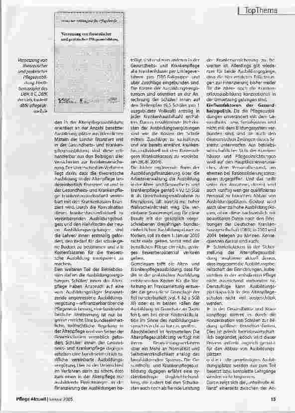Vorschauseite 4: Ein Jahr Altenund Krankenpflegegesetz