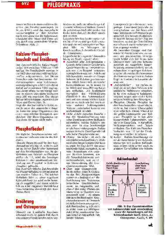 Vorschauseite 3: Die Ernährung bei Osteoporose muß in der Pflege Beachtung finden Prävention gewinnt an Bedeutung
