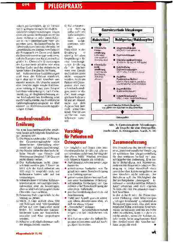 Vorschauseite 5: Die Ernährung bei Osteoporose muß in der Pflege Beachtung finden Prävention gewinnt an Bedeutung