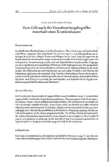 Vorschauseite 1: Zum Gebrauch des Verantwortungsbegriffes innerhalb eines Krankenhauses
