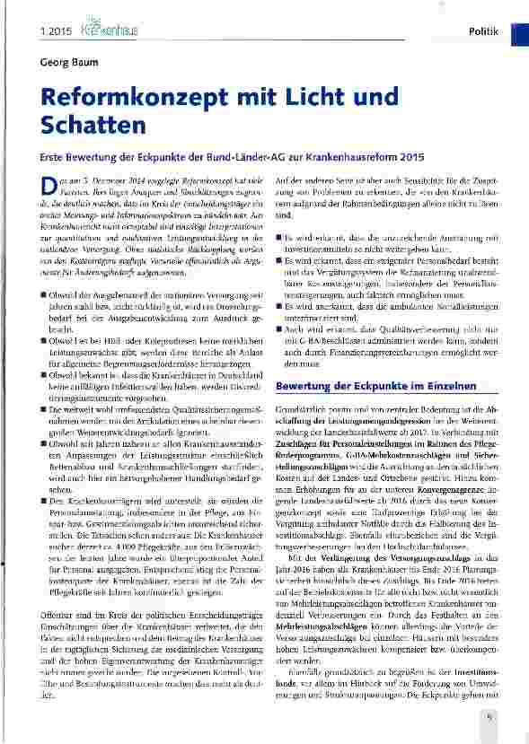 Vorschauseite 1: Reformkonzept mit Licht und Schatten