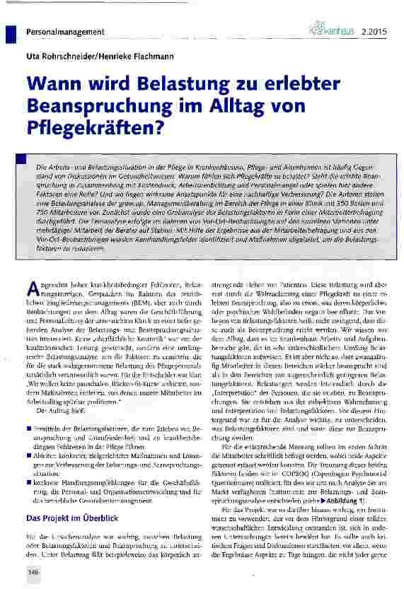 Vorschauseite 1: Wann wird Belastung zu erlebter Beanspruchung im Alltag von Pflegekräften?