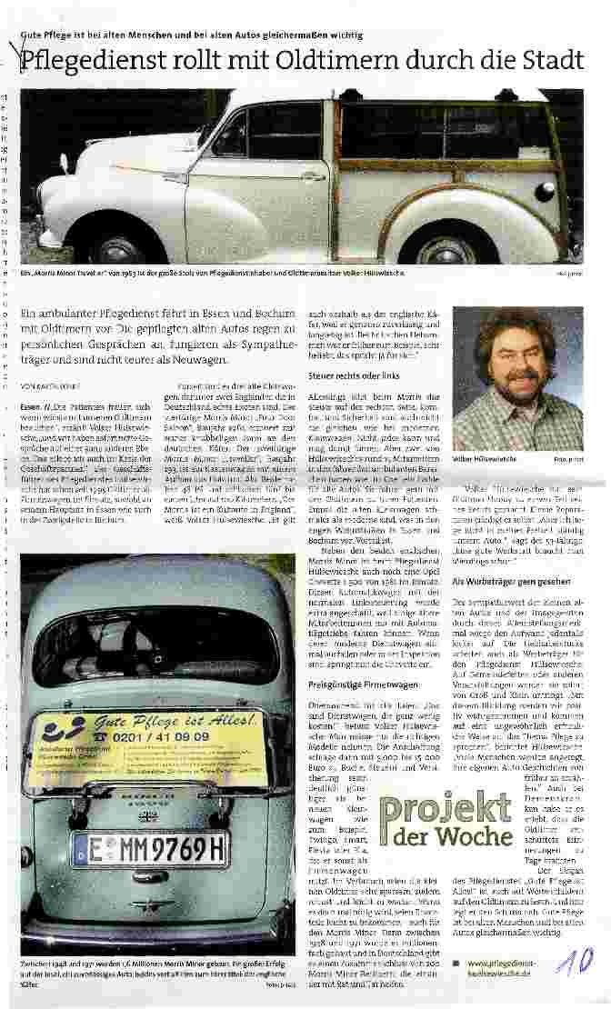 Vorschauseite 1: Pflegedienst rollt mit Oldtimern durch die Stadt