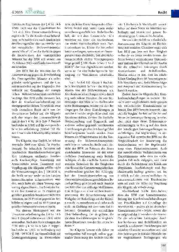 Vorschauseite 2: Umsatzsteuerbefreiung der Krankenhausbehandlung in Privatkliniken