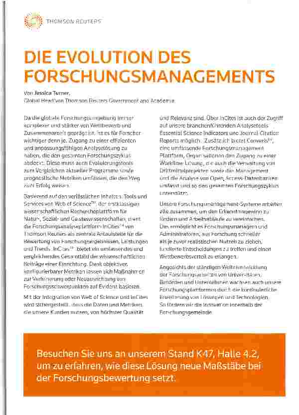 Vorschauseite 1: DIE EVOLUTION DES FORSCHUNGSMANAGEMENTS
