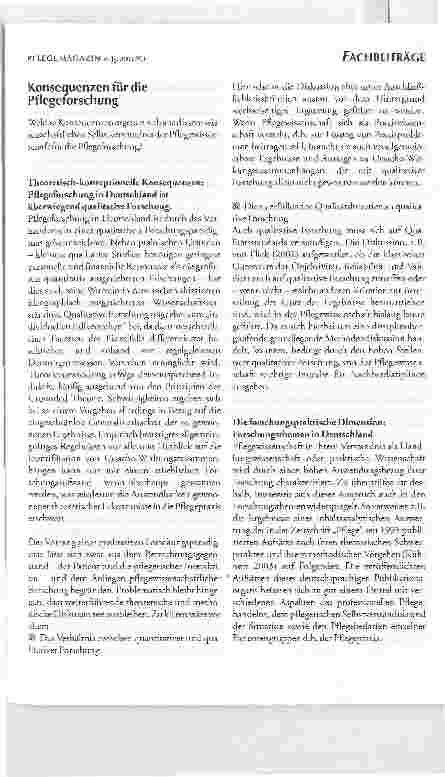 Vorschauseite 4: Pflegewissenschaft in DeutschlandVERSUCH EINER STANDORTBESTIMMUNG UND AUSBLICK AUF ZUKÜNFTIGE ENTWICKLUNGSERFORDERNISSE