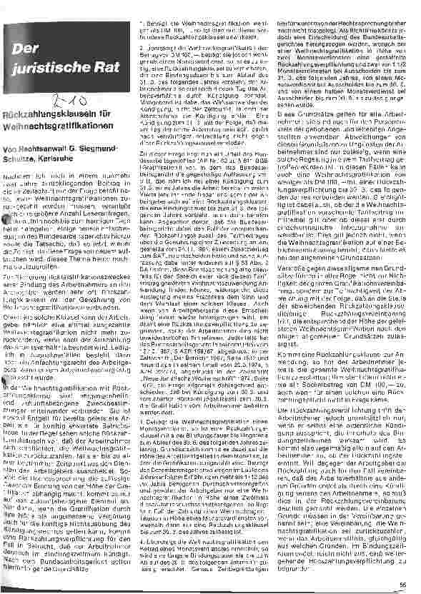 Vorschauseite 1: Rückzahlungsklauseln für Weihnachtsgratifikationen