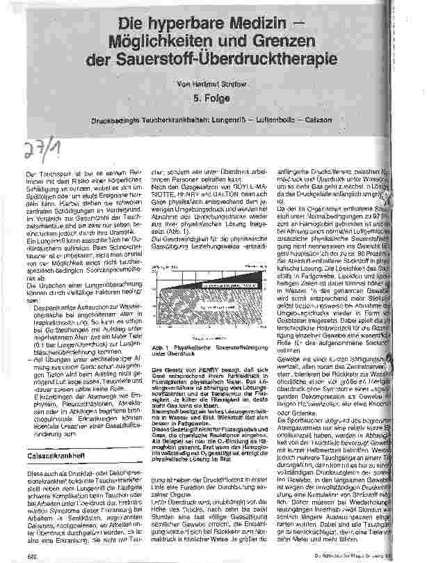 Vorschauseite 2: Die hyperbare Medizin - Möglichkeiten und Grenzen der Sauerstoff- Überdrucktherapie (5.Folge)/Druckbedingte Taucherkrankheiten