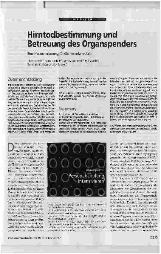 Vorschauseite 1: Hirntodbestimmung und Betreuung des OrganspendersEine Herausforderung für die Intensivmedizin
