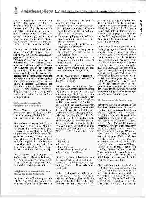 Vorschauseite 2: Ist Pflege in der Anästhesie Pflege in einem spezialisierten Fachbereich?