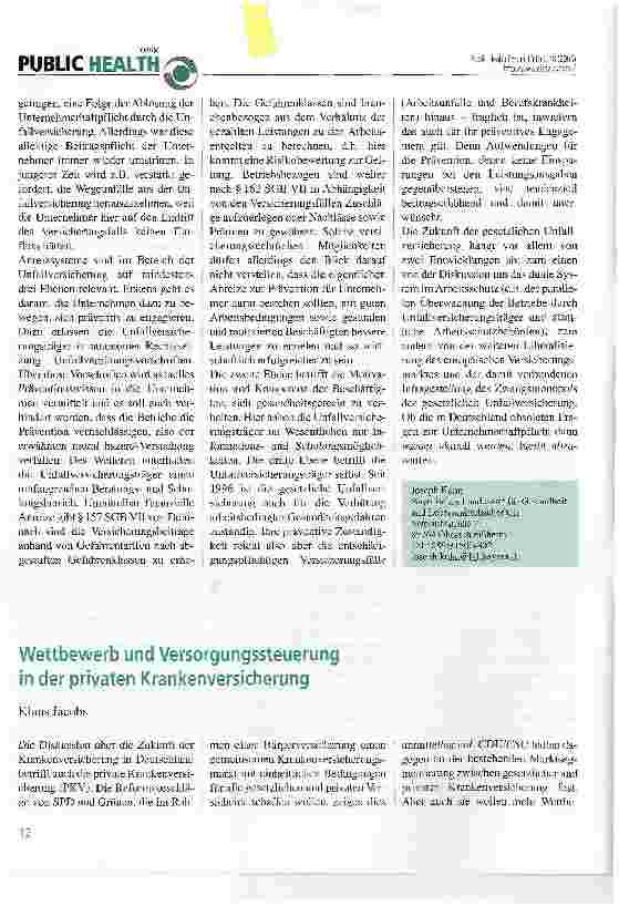 Vorschauseite 1: Wettbewerb und Versorgungssteuerung in der privaten Krankenversicherung