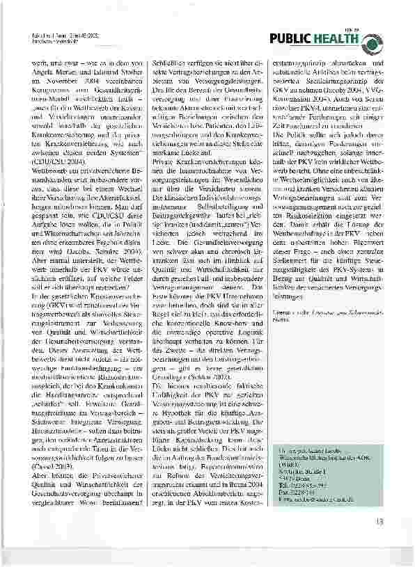 Vorschauseite 2: Wettbewerb und Versorgungssteuerung in der privaten Krankenversicherung