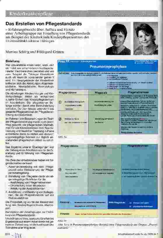 Vorschauseite 1: Das Erstellen von Pflegestandards Erfahrungsbericht über Aufbau und Einsatz einer Arbeitsgruppe zur Erstellung von Pflegestandards am Beispiel der Kinderklinik/Kinderzentrum des U…