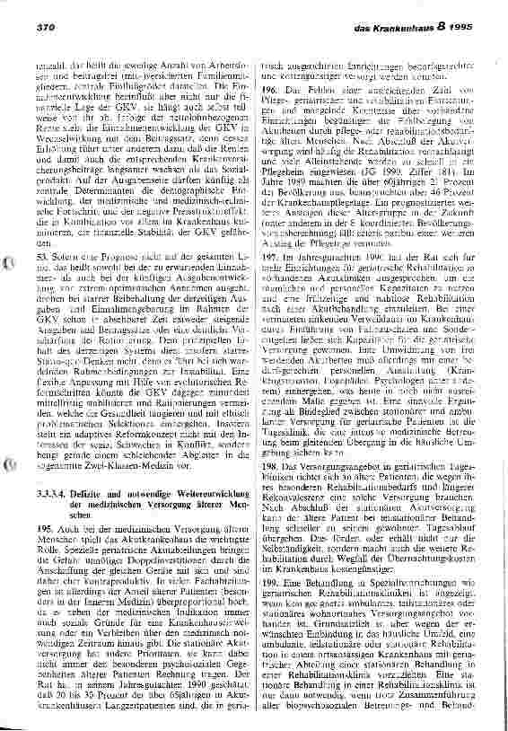 Vorschauseite 2: Gesundheitsversorgung und Krankenversicherung 2000 Auszüge aus dem Sondergutachten 1995 des Sachverständigenrates für die Konzertierte Aktion im Gesundheitswesen
