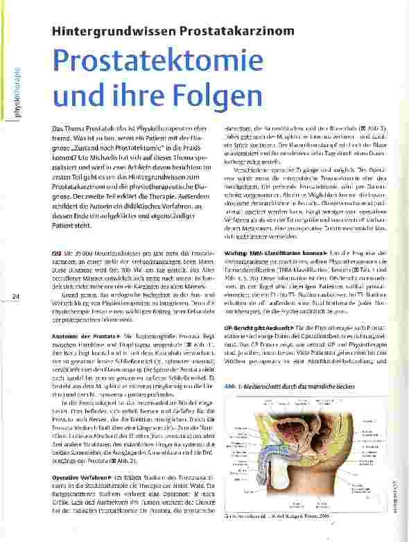 Vorschauseite 1: Hintergrundwissen Prostatakarzinom Prostatektomie und ihre Folgen
