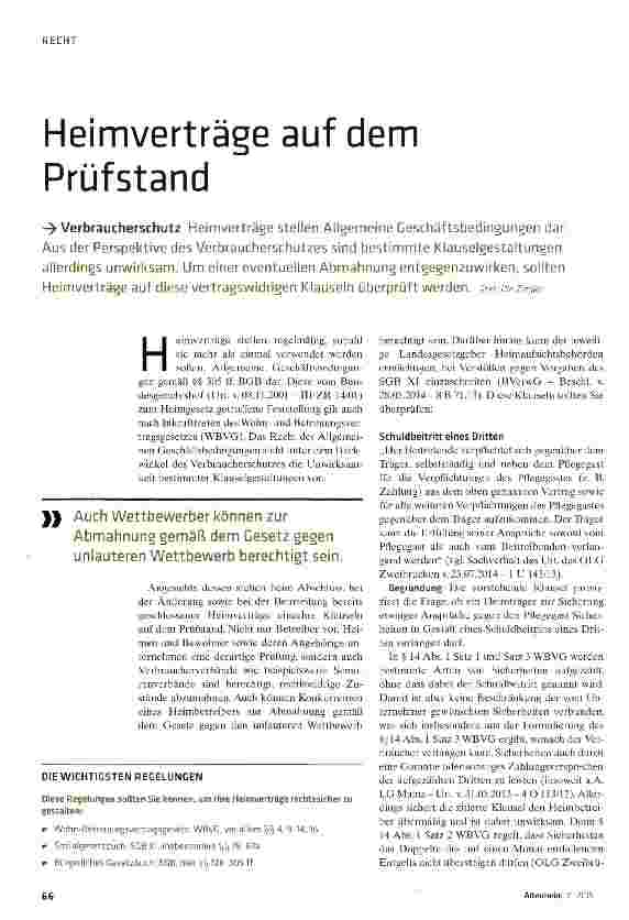 Vorschauseite 1: Heimverträge auf dem Prüfstand