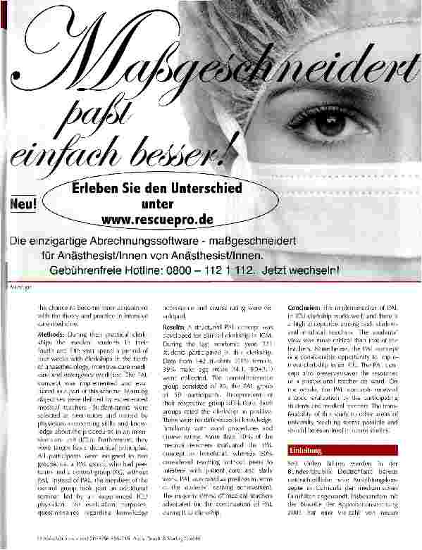 Vorschauseite 2: Peer-Assisted Learning in der intensivmedizinischen Lehre Ein Mehrwert für die anästhesiologische Intensivmedizin!
