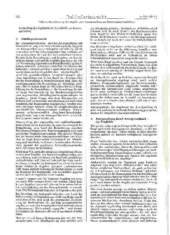 Vorschauseite 2: Bestimmung der Beeehr von Antragstellern im Feststel-lungsverfahren von Behinderungen nach dem SGBIX